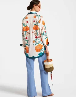 La DoubleJ Camicie E Top<Better Than Your Boyfriend's ShirtMorpheus Plac&eacute;e Orange in Summer Poplin