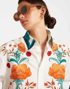 La DoubleJ Camicie E Top<Better Than Your Boyfriend's ShirtMorpheus Placée Orange in Summer Poplin