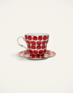 La DoubleJ Set Da Te E Caffe|Tavola<Big Mama Cup And SaucerCherries Avorio in Porcelain