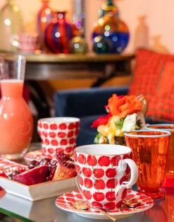 La DoubleJ Set Da Te E Caffe|Tavola<Big Mama Cup And SaucerCherries Avorio in Porcelain