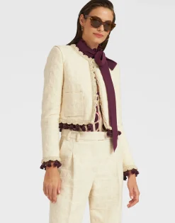 La DoubleJ Capispalla<Bijoux Jacket EmbroideredCreamy in Jacquard
