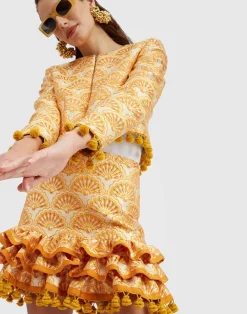 La DoubleJ Capispalla<Bijoux JacketFans Gold in Jacquard  With Tassels