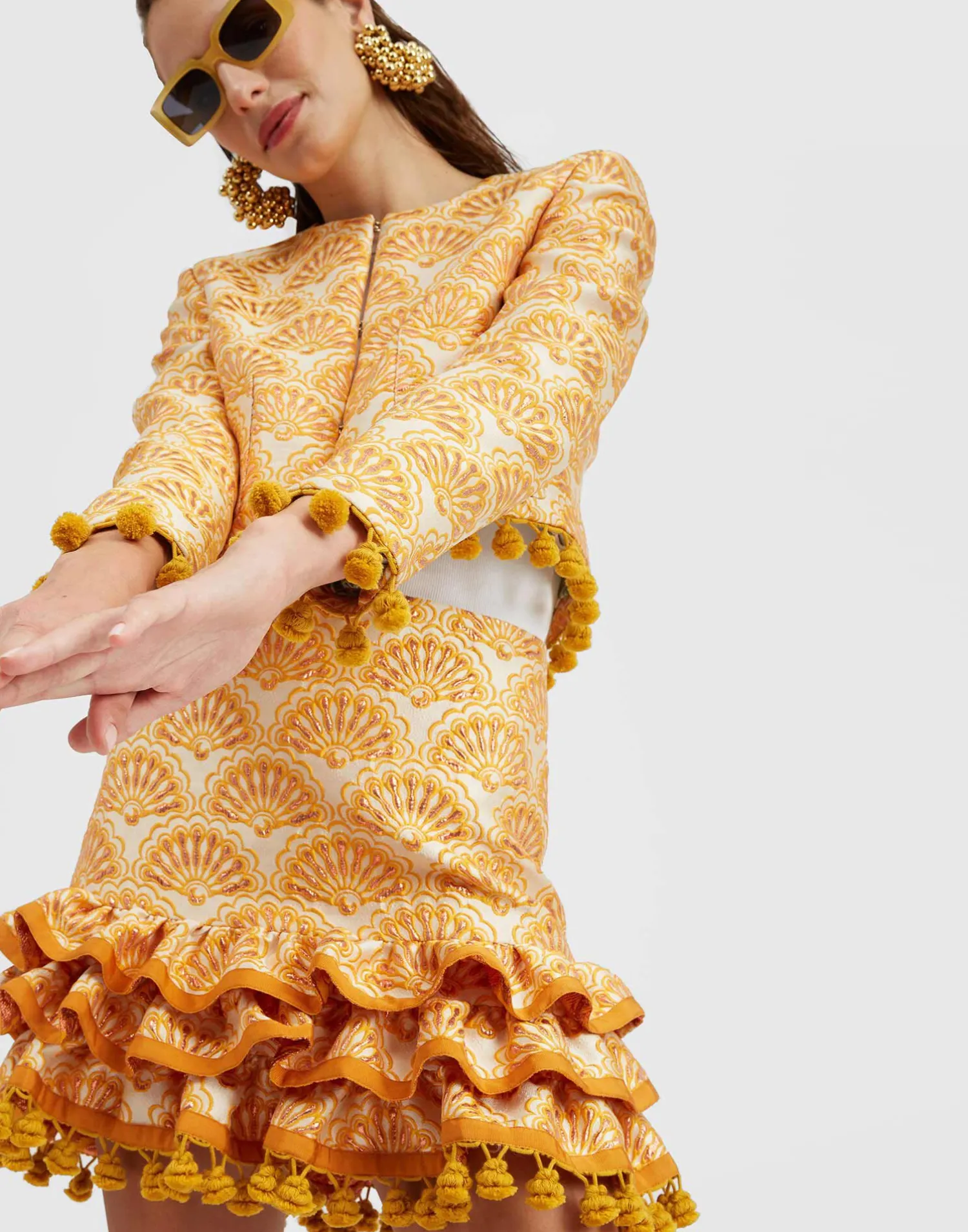 La DoubleJ Capispalla<Bijoux JacketFans Gold in Jacquard With Tassels