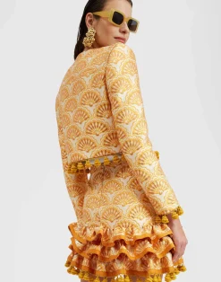 La DoubleJ Capispalla<Bijoux JacketFans Gold in Jacquard  With Tassels