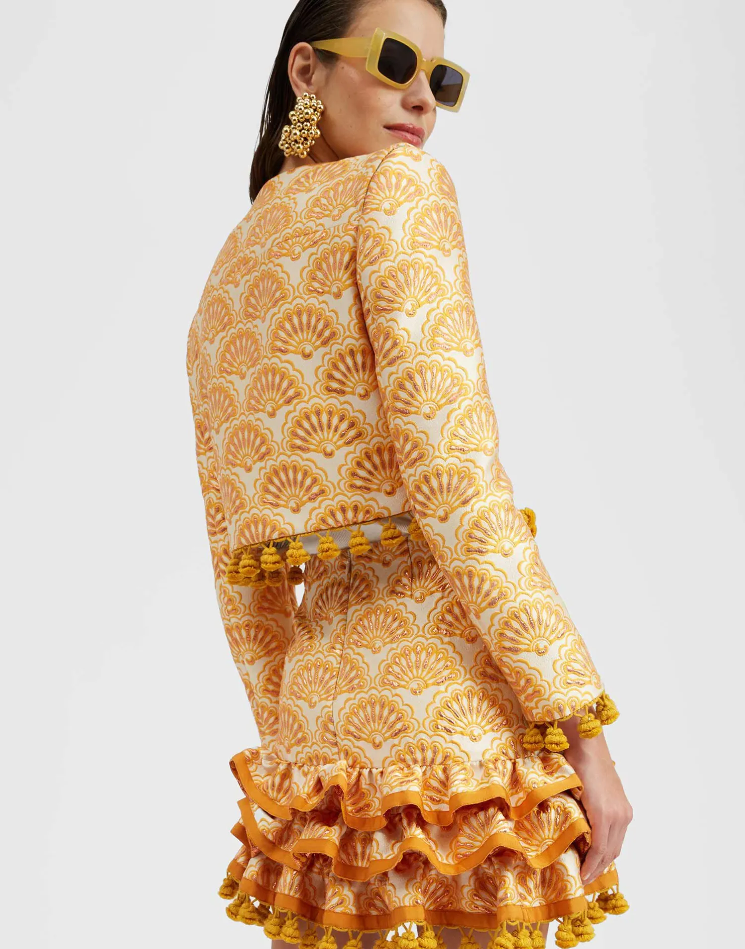 La DoubleJ Capispalla<Bijoux JacketFans Gold in Jacquard With Tassels