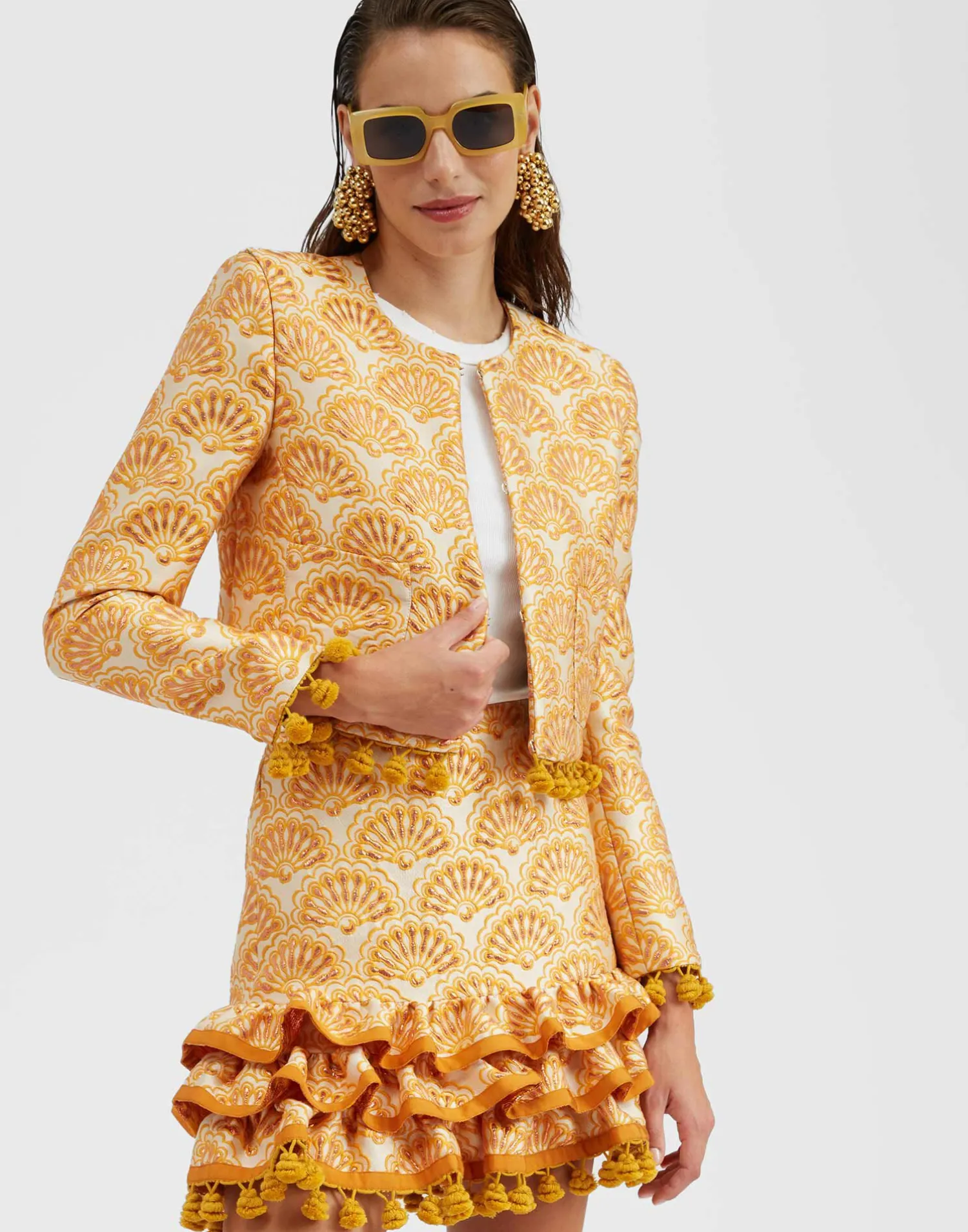 La DoubleJ Capispalla<Bijoux JacketFans Gold in Jacquard With Tassels