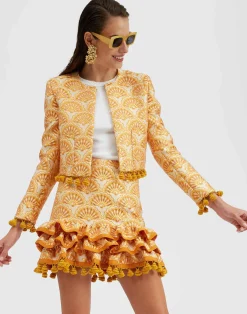 La DoubleJ Capispalla<Bijoux JacketFans Gold in Jacquard With Tassels