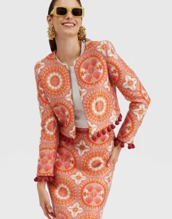 La DoubleJ Party Dressing<Bijoux JacketSun Orange in Jacquard  With Tassels