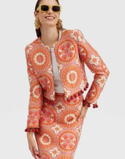 La DoubleJ Capispalla<Bijoux JacketSun Orange in Jacquard  With Tassels