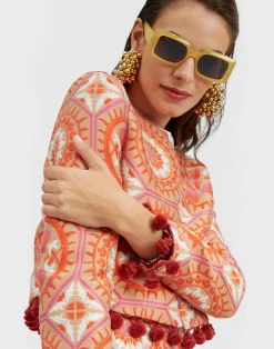 La DoubleJ Capispalla<Bijoux JacketSun Orange in Jacquard  With Tassels
