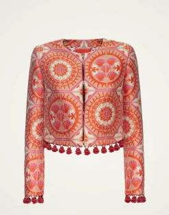 La DoubleJ Capispalla<Bijoux JacketSun Orange in Jacquard  With Tassels