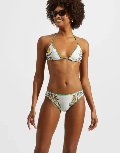 La DoubleJ Moda Mare<Bikini TopBorboni Plac&eacute;e Bianco in Lycra