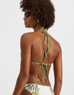 La DoubleJ Moda Mare<Bikini TopBorboni Plac&eacute;e Bianco in Lycra