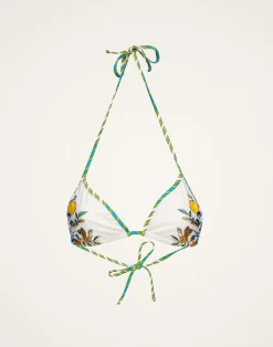 La DoubleJ Moda Mare<Bikini TopBorboni Plac&eacute;e Bianco in Lycra