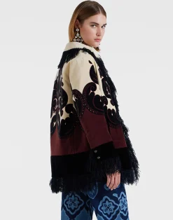La DoubleJ Capispalla<Bonanza JacketCorsini Placée Cream in Cotton Velvet With Fringes