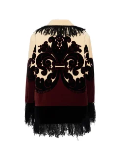La DoubleJ Capispalla<Bonanza JacketCorsini Placée Cream in Cotton Velvet With Fringes