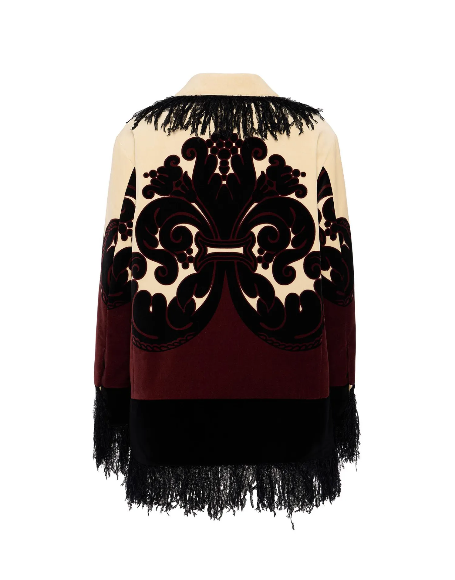 La DoubleJ Capispalla<Bonanza JacketCorsini Placée Cream in Cotton Velvet With Fringes