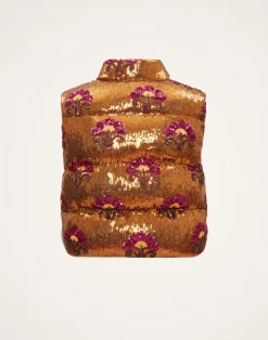La DoubleJ Capispalla<Bonbon Puffer VestBronze in Textured Sequins