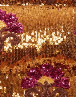 La DoubleJ Capispalla<Bonbon Puffer VestBronze in Textured Sequins