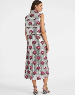 La DoubleJ Capispalla<Bonbon Puffer VestSilver in Textured Sequins