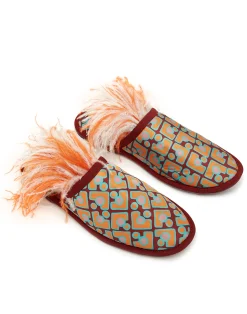 La DoubleJ Scarpe|Accessories<Boudoir SlipperPuzzle Bordeaux in Faille