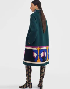 La DoubleJ Capispalla<Boxy Coat IntarsiaDark Green in Wool