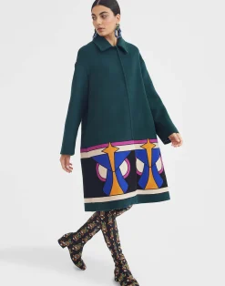 La DoubleJ Capispalla<Boxy Coat IntarsiaDark Green in Wool