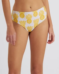 La DoubleJ Moda Mare<Boy BriefPineapple Sunflower White in Lycra