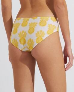 La DoubleJ Moda Mare<Boy BriefPineapple Sunflower White in Lycra
