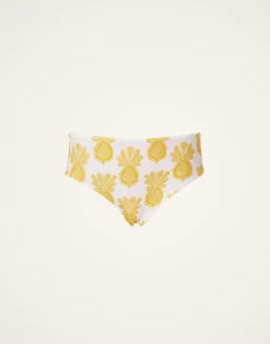 La DoubleJ Moda Mare<Boy BriefPineapple Sunflower White in Lycra