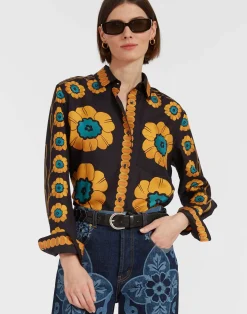 La DoubleJ Camicie E Top<Boy ShirtDaisychain Placée Orange in Silk Twill