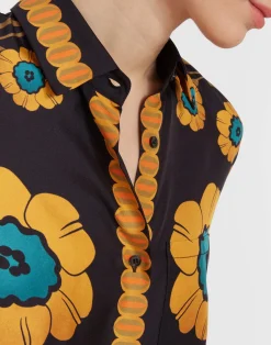 La DoubleJ Camicie E Top<Boy ShirtDaisychain Plac&eacute;e Orange in Silk Twill