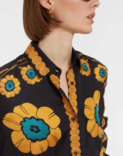 La DoubleJ Camicie E Top<Boy ShirtDaisychain Plac&eacute;e Orange in Silk Twill