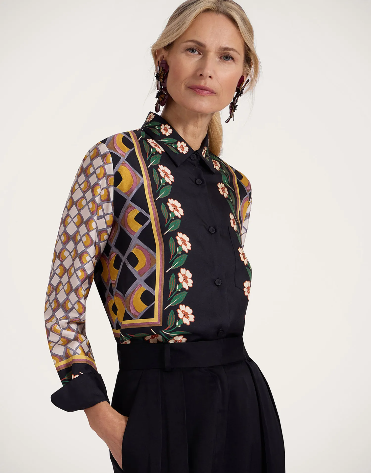 La DoubleJ Camicie E Top<Boy ShirtDazed Placée Black in Silk Twill