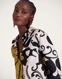 La DoubleJ Camicie E Top<Boy ShirtMarea Black & White in Silk Twill