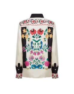 La DoubleJ Camicie E Top<Boy ShirtPlaza Plac&eacute;e Ivory in Silk Twill