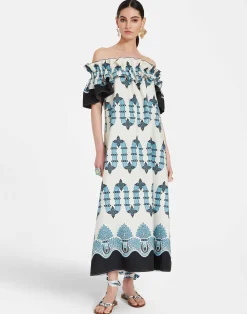 La DoubleJ Vestiti<Breakfast DressScirocco Plac&eacute;e Ivory in Summer Poplin