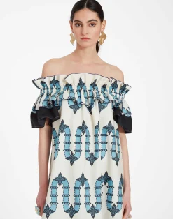 La DoubleJ Vestiti<Breakfast DressScirocco Plac&eacute;e Ivory in Summer Poplin
