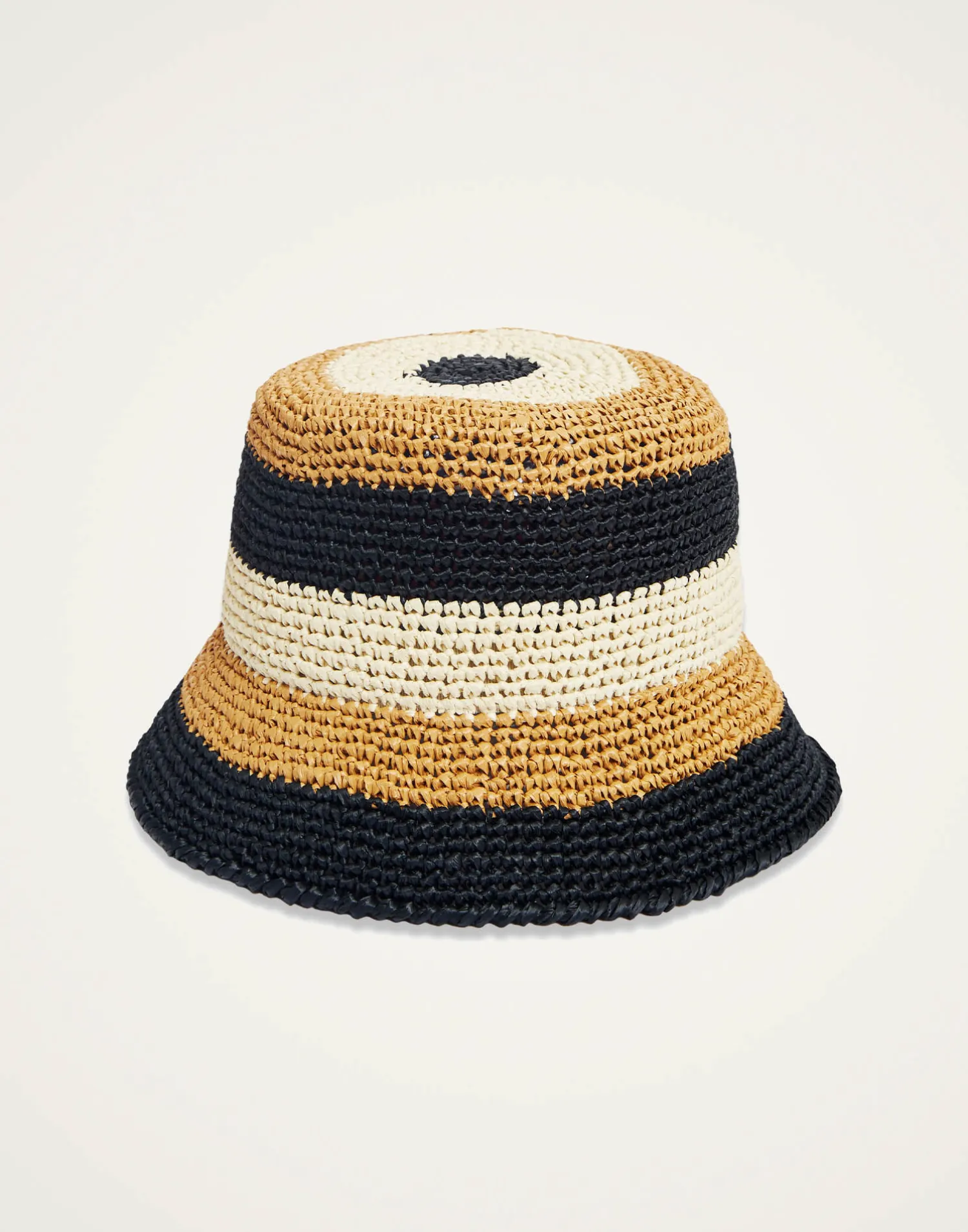 La DoubleJ Cappelli|Accessories<Bucket HatColor Block Light Beige in Raffia Crochet