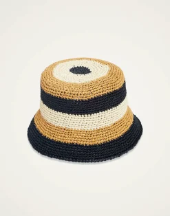 La DoubleJ Cappelli|Accessories<Bucket HatColor Block Light Beige in Raffia Crochet