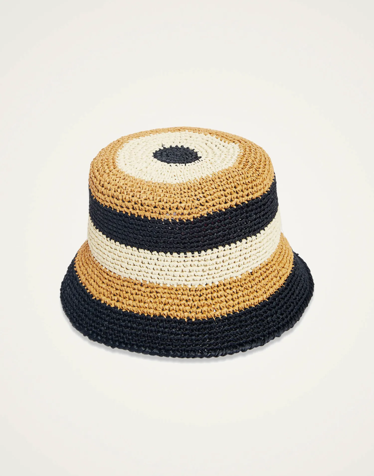 La DoubleJ Cappelli|Accessories<Bucket HatColor Block Light Beige in Raffia Crochet