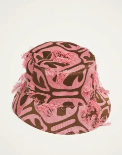 La DoubleJ Cappelli|Accessories<Bucket HatGrove Kaki/Pink in Jacquard