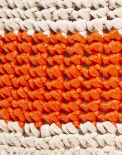 La DoubleJ Cappelli|Accessories<Bucket Hat RaffiaBicolore Arancio in Raffia Crochet
