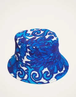 La DoubleJ Cappelli|Accessories<Bucket Hat StitchedAnemone in Cotton Chevron