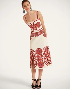 La DoubleJ Vestiti<Buy Me A Martini DressMedallion Plac&eacute;e Cream in Envers Satin