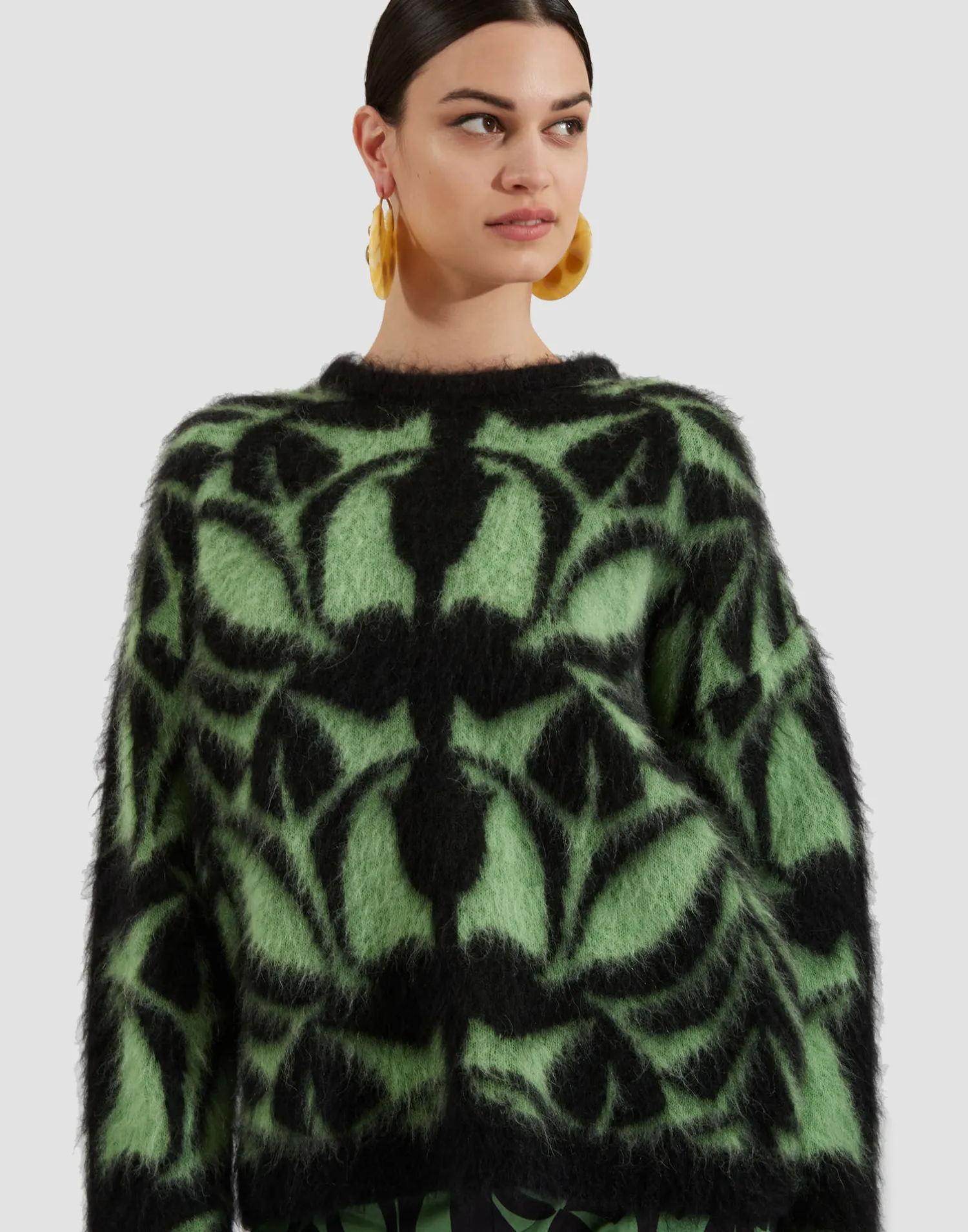La DoubleJ Maglieria<Camden JumperGreen & Black in Brushed Wool
