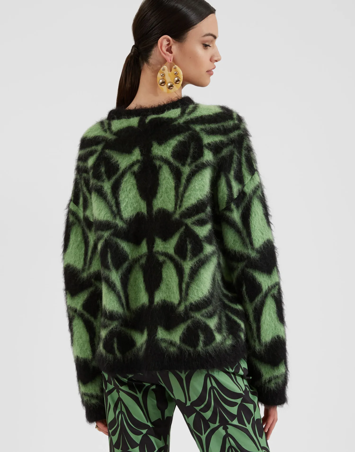 La DoubleJ Maglieria<Camden JumperGreen & Black in Brushed Wool