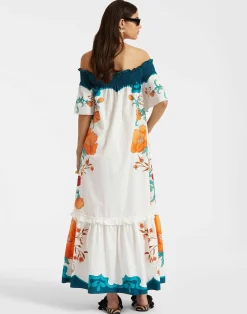 La DoubleJ Vestiti<Capalbio DressMorpheus Plac&eacute;e Orange in Summer Poplin
