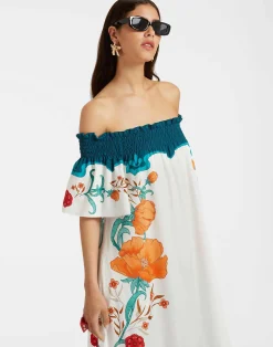 La DoubleJ Vestiti<Capalbio DressMorpheus Plac&eacute;e Orange in Summer Poplin