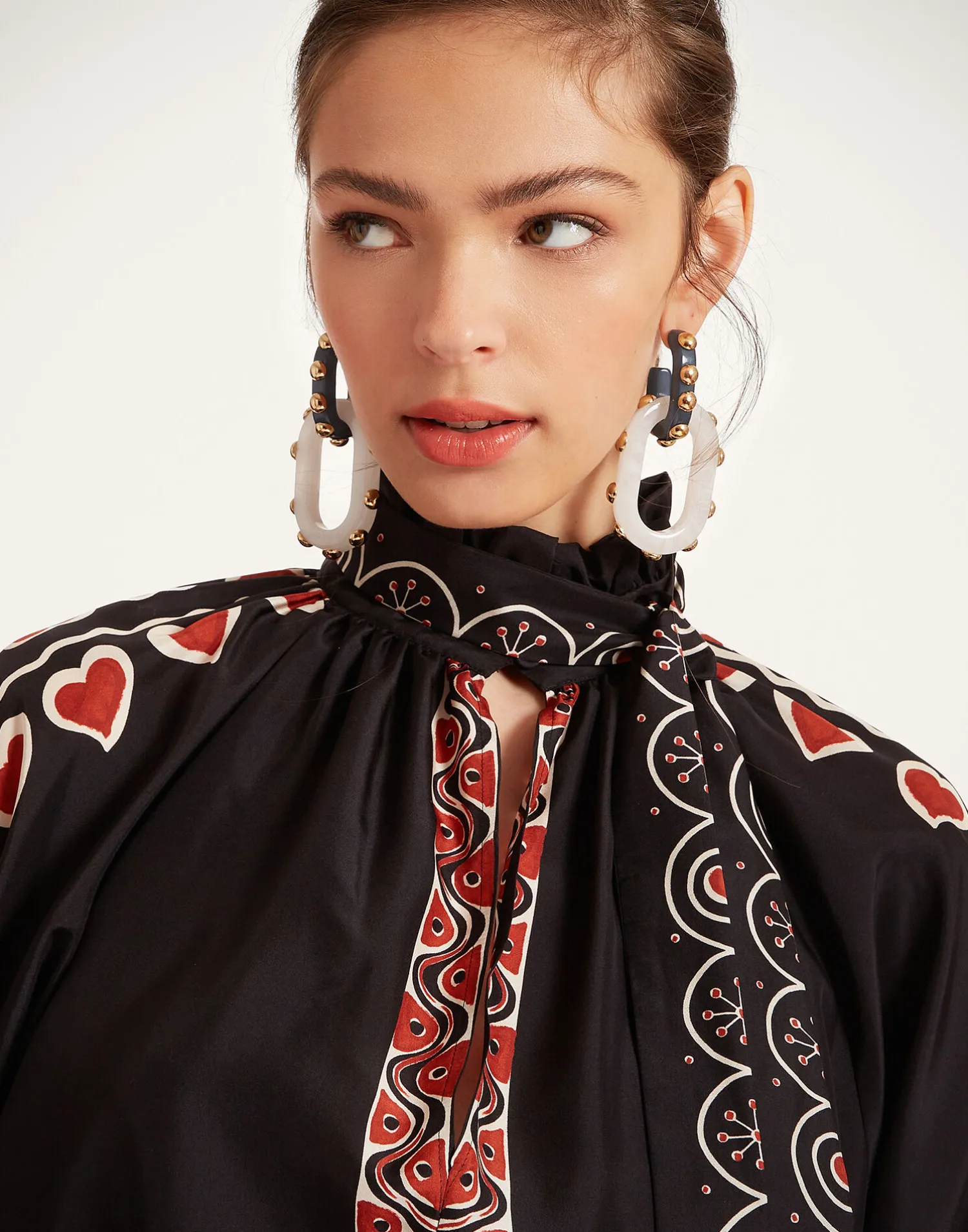 La DoubleJ Camicie E Top<Cerere BlouseGattopardo Placée Black in Silk Voile